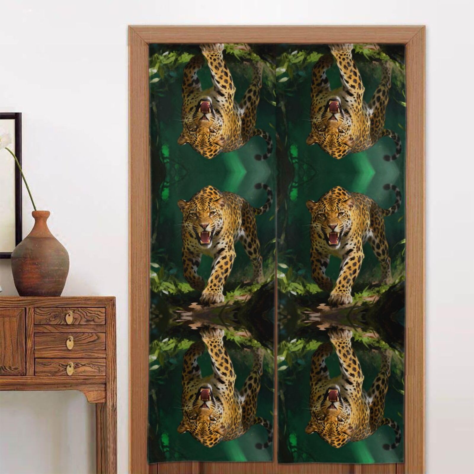 CNTDBU leopard Door Curtain 34x56 Inch-Room Divider Panel for Privacy, Entryway Screen for Kitchen Bedroom