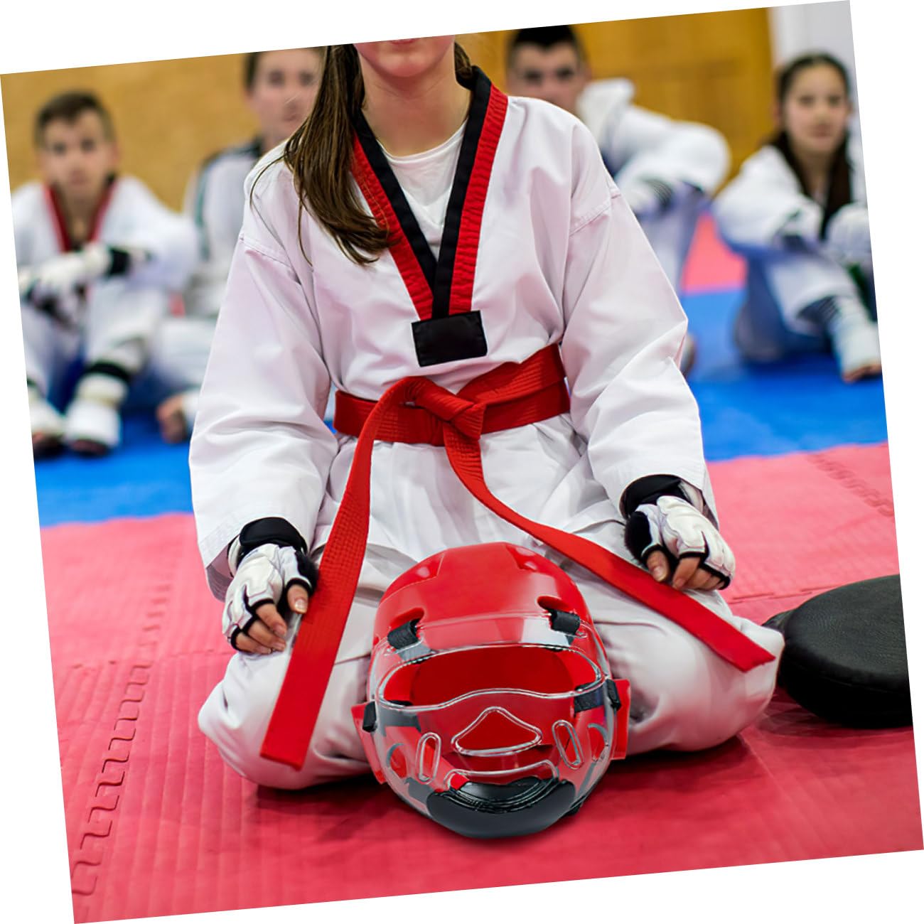 Yardwe Maschera Protettiva da Taekwondo 2 Pezzi in Plastica Temperata Leggera e Affidabile per Allenamento di Karate e Protezione Viso