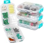 4 Pack Pill Case Portable Small Weekly Travel Pill Organizer Portable Pocket Pill Box Dispenser for Purse Vitamine Fish Oil Compartiments Container Medicine Box by M MUCHENGBAO