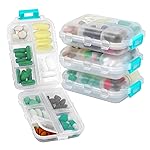 4PS Travel Pill Organizer with 164 Slice Labels10 Compartments Travel Pill Box Portable Folding Small Pill Case Daily Pill Container Used for Carry Storage Medicine Organizer by M MUchengbao (White)