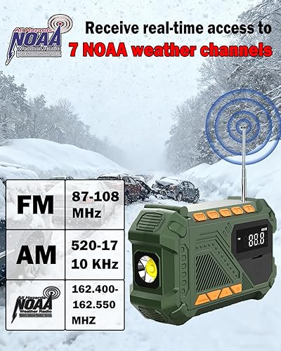 Miniatura 2 de VXF Radios AM FM portátiles con radio meteorológica NOAA, radio de emergencia solar de 25000 mWh con linterna LED, alarma SOS, carga de manivela y