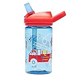 CamelBak Eddy+ Kids Bite Valve Straw Tritan Renew Water Bottle Firefighter Dogs, 14oz
