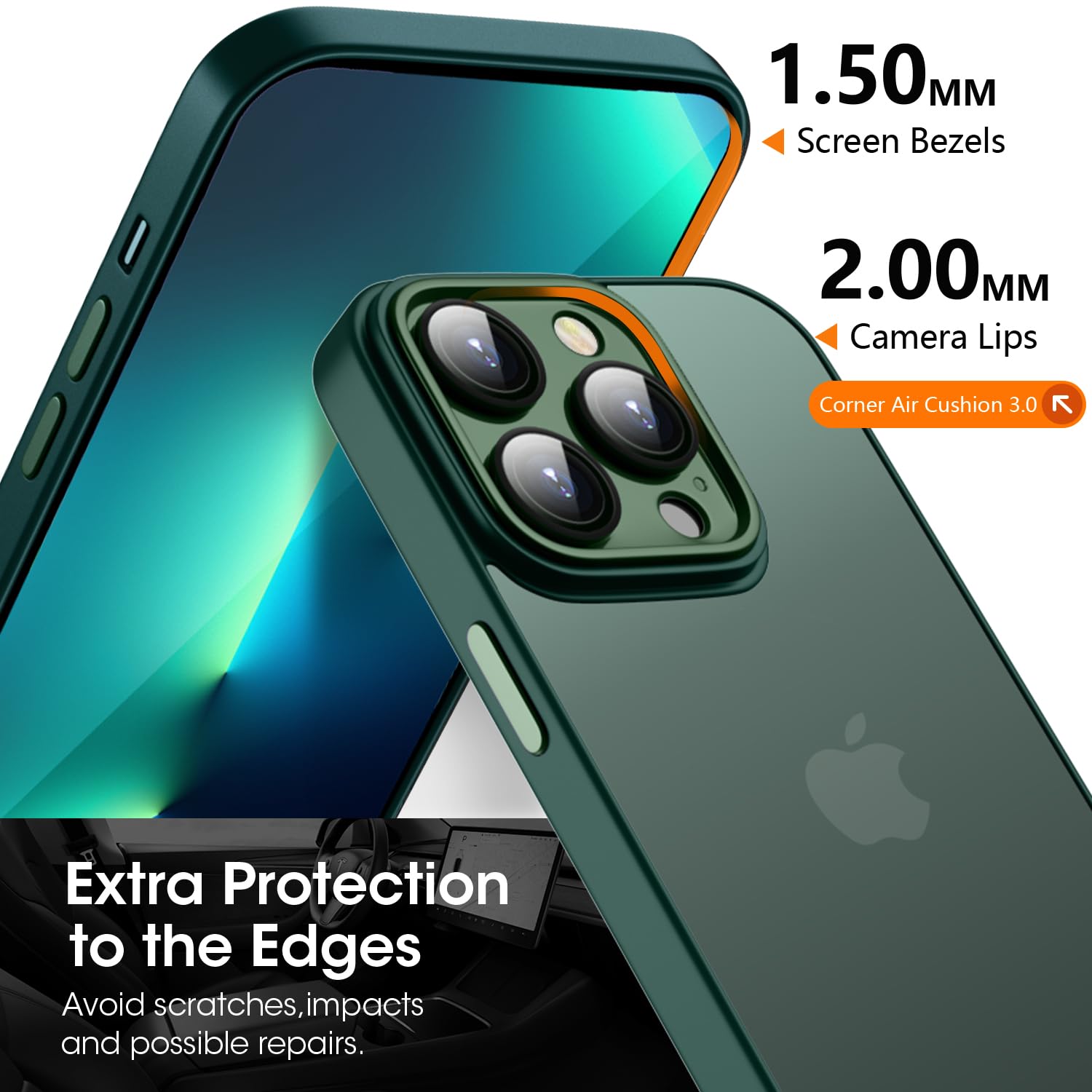 HGH Matte Handyhülle Für IPhone 16 Pro – Stoßfest, Durchscheinend, Anti-Fingerabdruck (Orange)