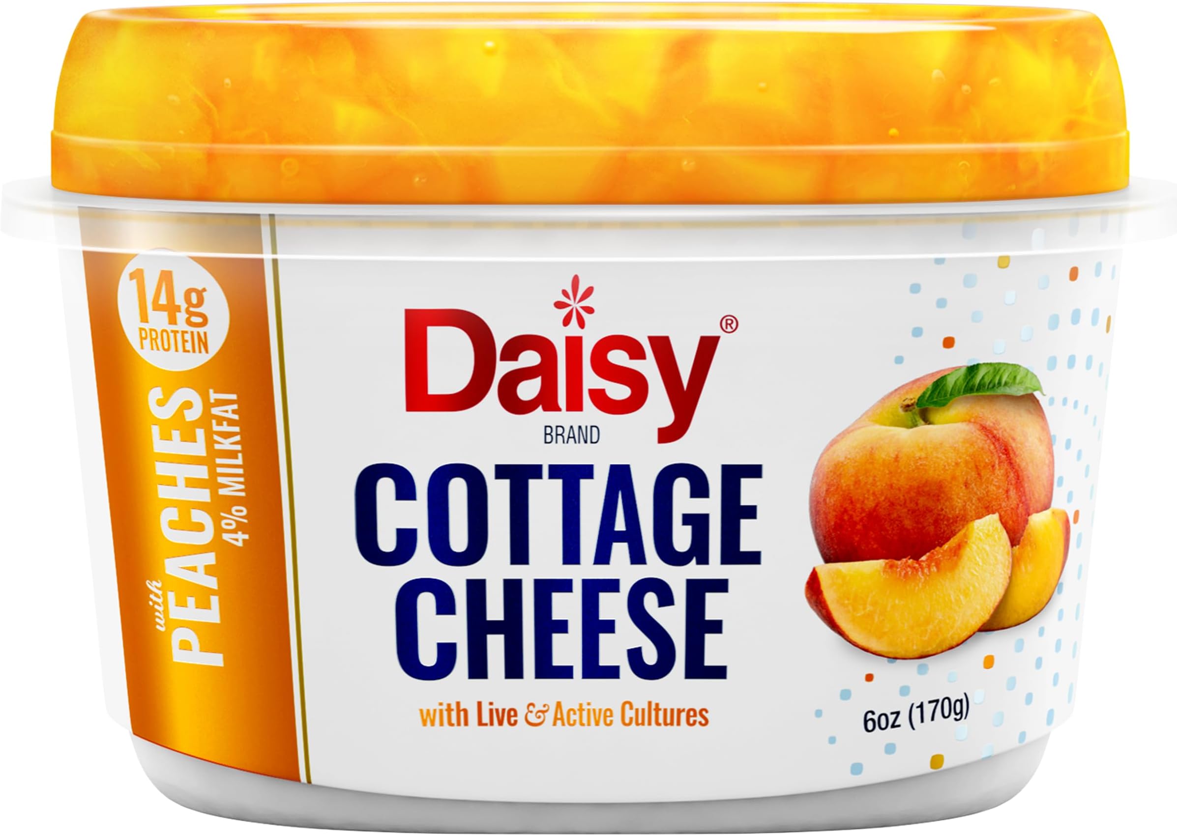 Peach Single 4% Cottage Cheese, 6.0 Oz