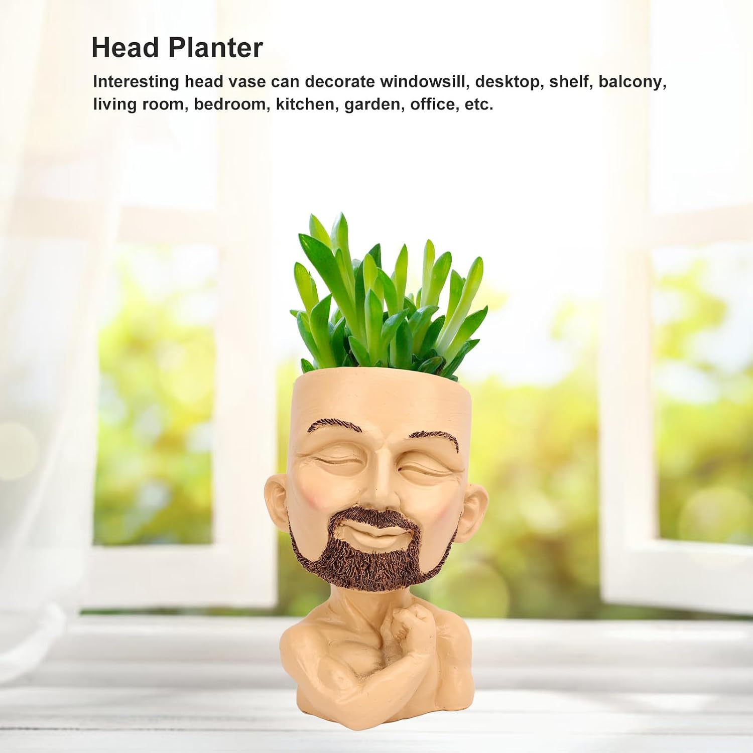 Funny Plant Pots, Head Planter, Face Planter Pot Head, Men Face Flower Pot, Cute Head Planter Pot, Resin Flower Pot Alder Head Planter Succulent Pot, Old Man Head Pots