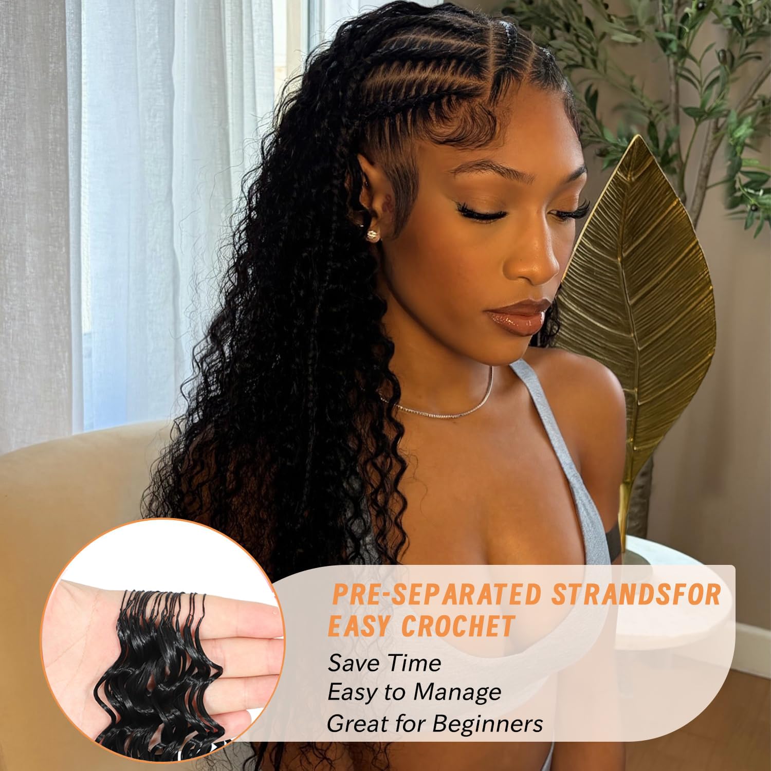 Feather Crochet Hair miracle knots hair 16inch 100Strands Deep Wave Hair for Invisible miracle Knot Crochet Hair Extensions for Black Women (1B#, 16 Inch ((40Strands))