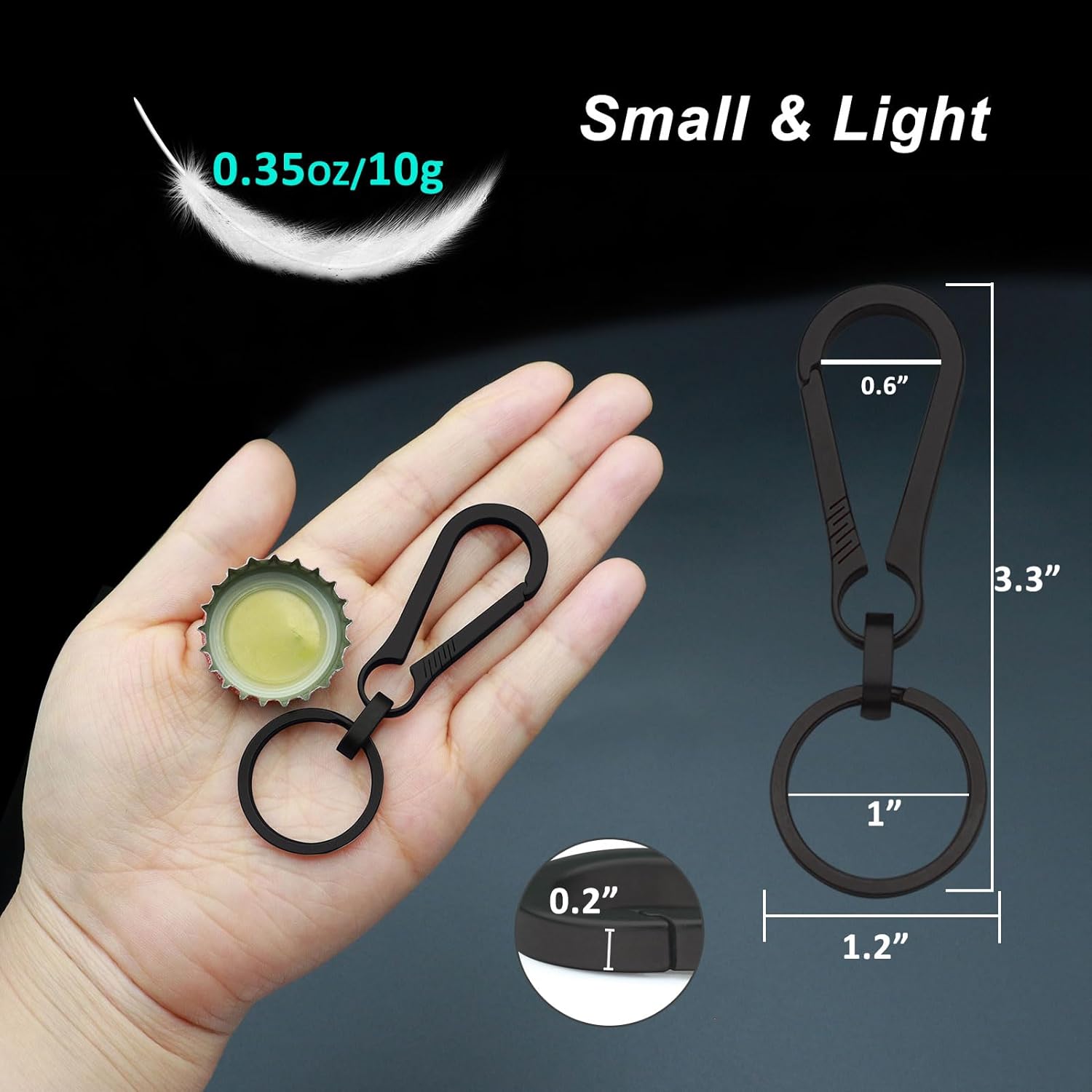 Titanium Carabiner Keychain Clip for Keys, Minimalist Heavy Duty Keychain Key Clip Holder EDC Quick Release Hooks - Image 4