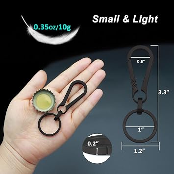 PJYTAC Black Titanium Carabiner for Keys Small Key Clips with Keyrings Bundle