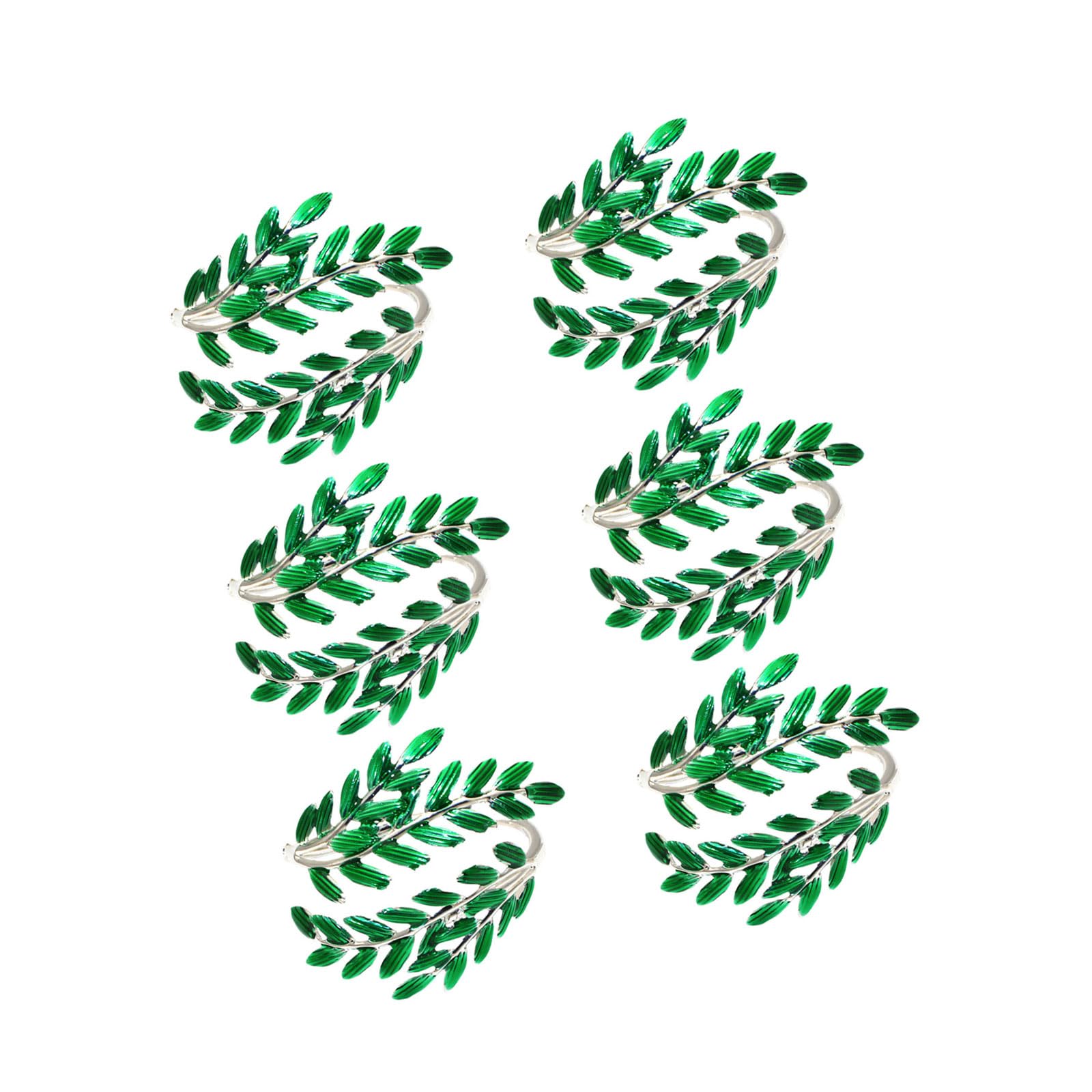 Sophisticated Alloy Leaves Napkin Rings Holders Serviette Buckles Accessories for Formal and Casual Dining Elegant Green Open Leaves Rings Holders Accessories