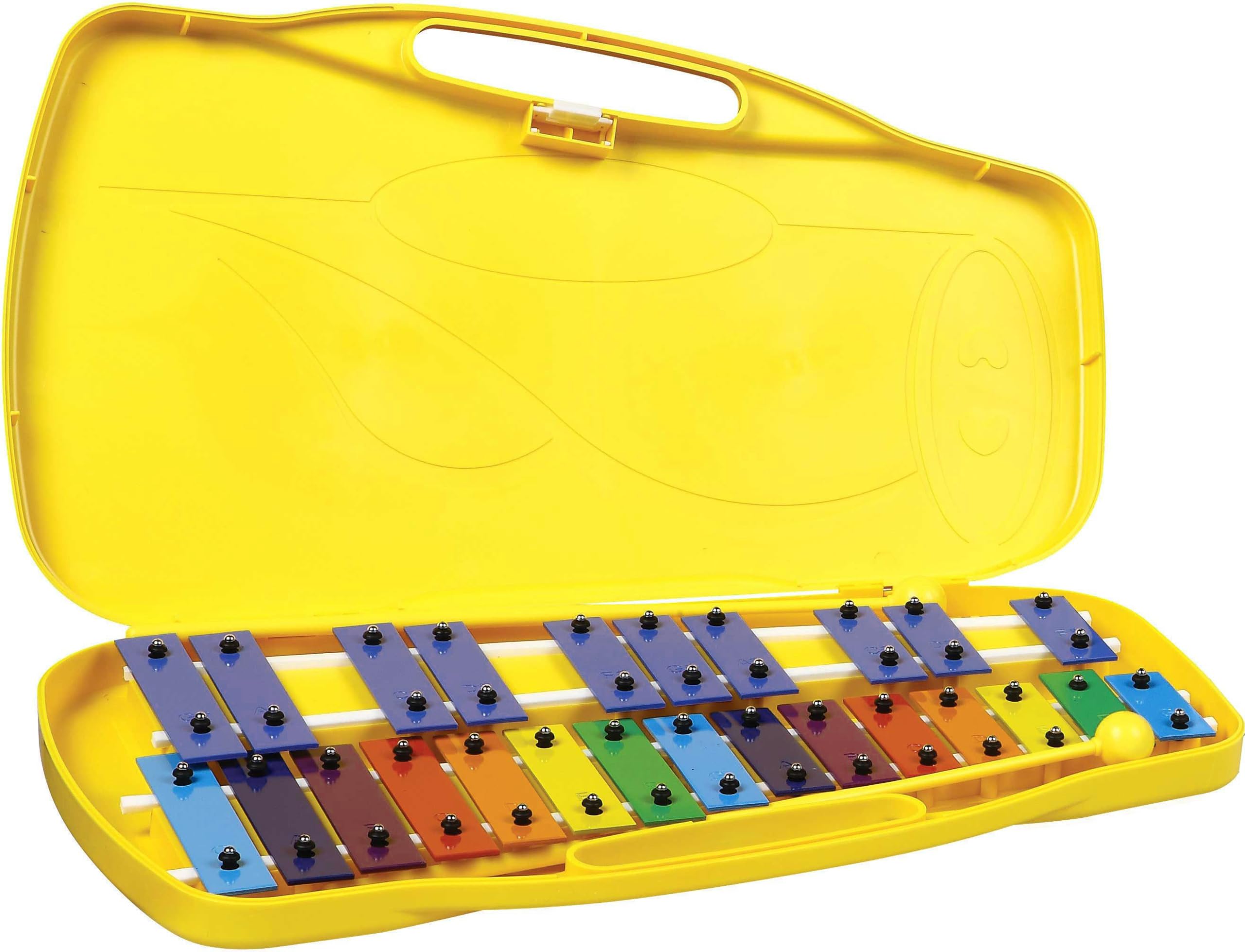 ROCKSTAR - Xilofono Carrillón Metalófono Glockenspiel DX25K Cromático, 25 Teclas Colores con Estuche y Mazas. Instrumento Musical