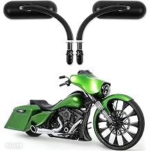 DREAMIZER Black Motorcycle Universal Oval Rear View Side Mirrors Compatible with Harley Street Bike Scooter Chopper Cruiser Sportster Dyna Softail Dirt Bike