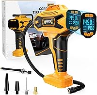 Vista 8 de Inflador de neumáticos inalámbrico de 160 PSI, compatible con batería Dewalt de 20 V, compresor de aire portátil para automóvil, motocicletas