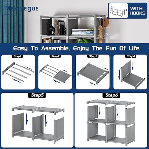 Miniatura 7 de Mavivegue Bookshelf,8 Cube Storage Organizer,Book Shelf Organizer,Tall Bookcase Shelf,Book CasesShelves,Grey Cube Shelf,Cubbies Closet Storage