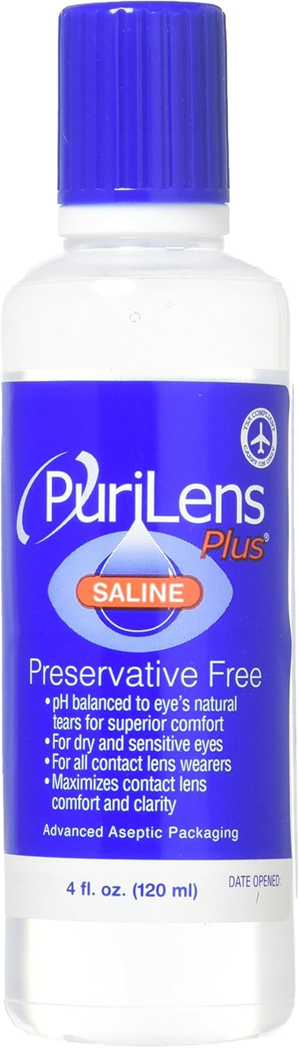 PuriLens Plus Preservative Free Saline 4 Fl Oz bottles, Pack of 12 : Health & Household