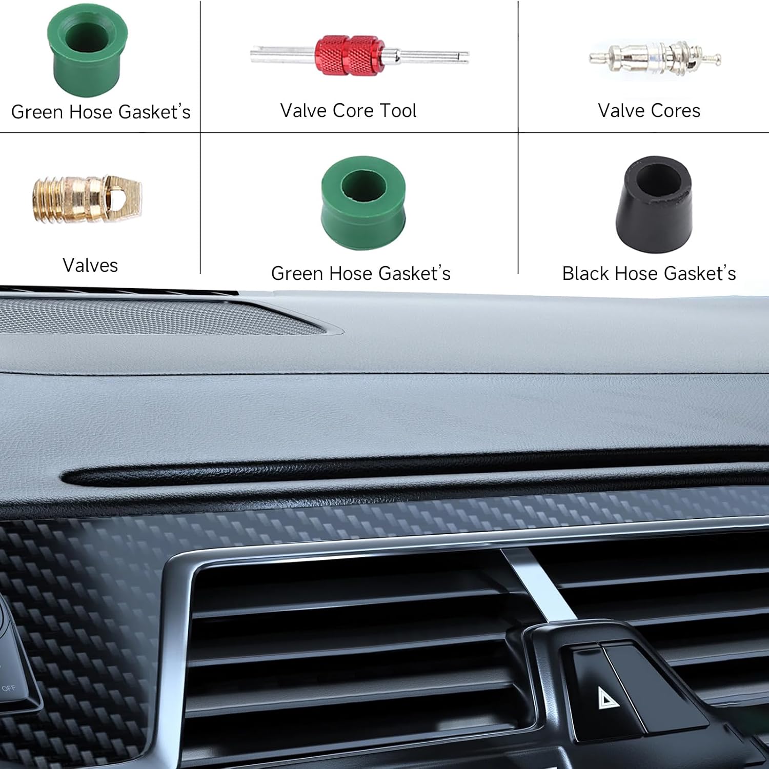 71Pcs HVAC Hose Gasket Seals Air Condition Repair Kit include10Pcs Valve Cores 50Pcs Hose Gaskets 10Pc Valves and Tool