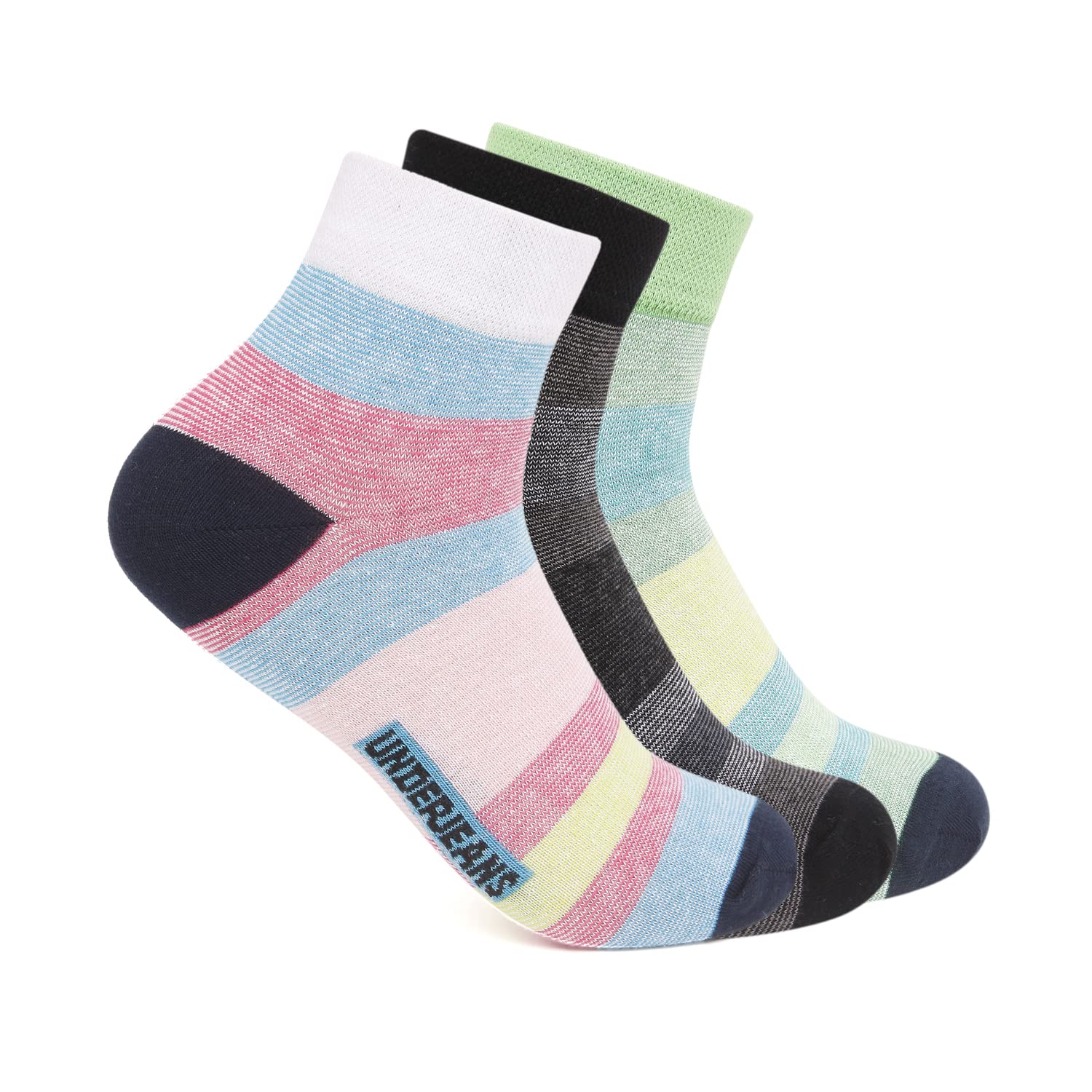 by Spykar Men Anthra_Pink_Yellow Ankle Length (Non Terry) Pack of 3 Socks (8907966766761, Anthra_Pink_Yellow, Free Size)-image-36