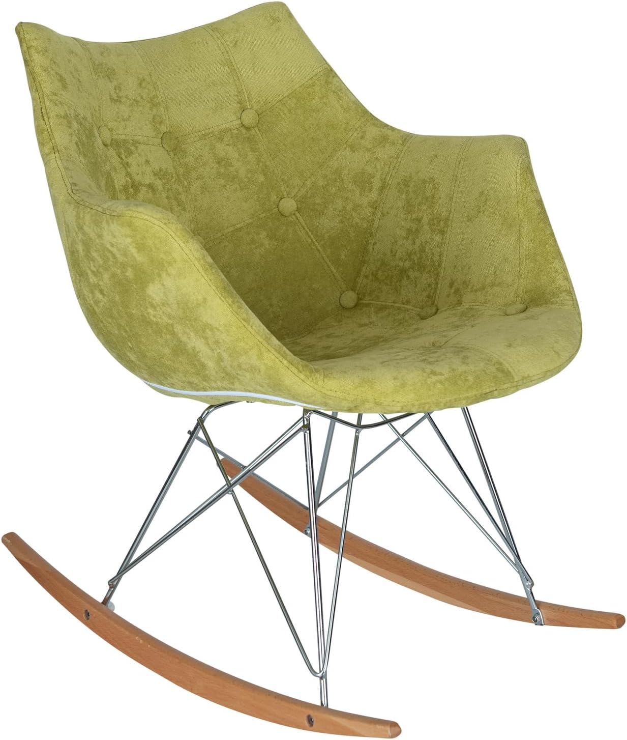 Maykoosh Rocking Chair Velvet Eiffel Base Willow Rocker Comfort Seating