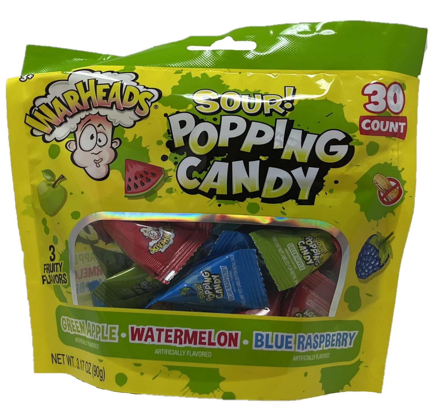 Warheads Sour Popping Candy 30 count bag Classic Warhead