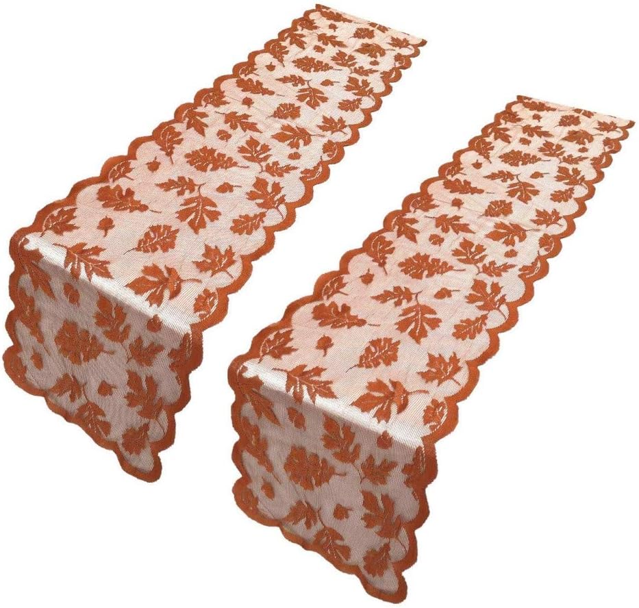 ibohr 2 Pack Thanksgiving Table Runner with Maple Leaves