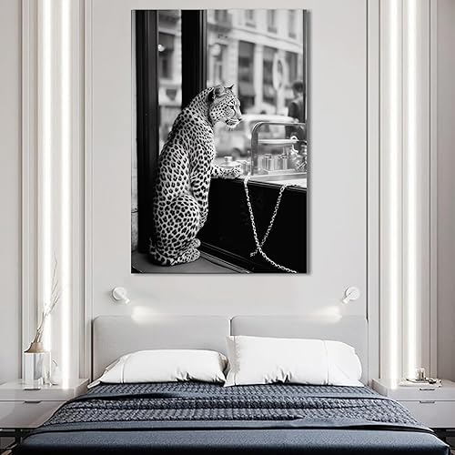 Miniatura 4 de Arte de pared de guepardo en blanco y negro, impresión de ventana retro, impresión de guepardo vintage, arte de pared retro a la moda, impresiones