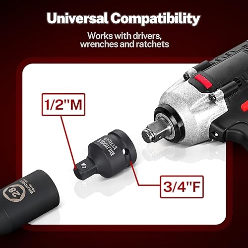 Miniatura 6 de BILITOOLS Juego de Adaptadores de Dados de 17 Piezas incluye Reductor, Juego de Dados de Junta Universal, Adaptador de Taladro 1/4" 3/8" 1/2"