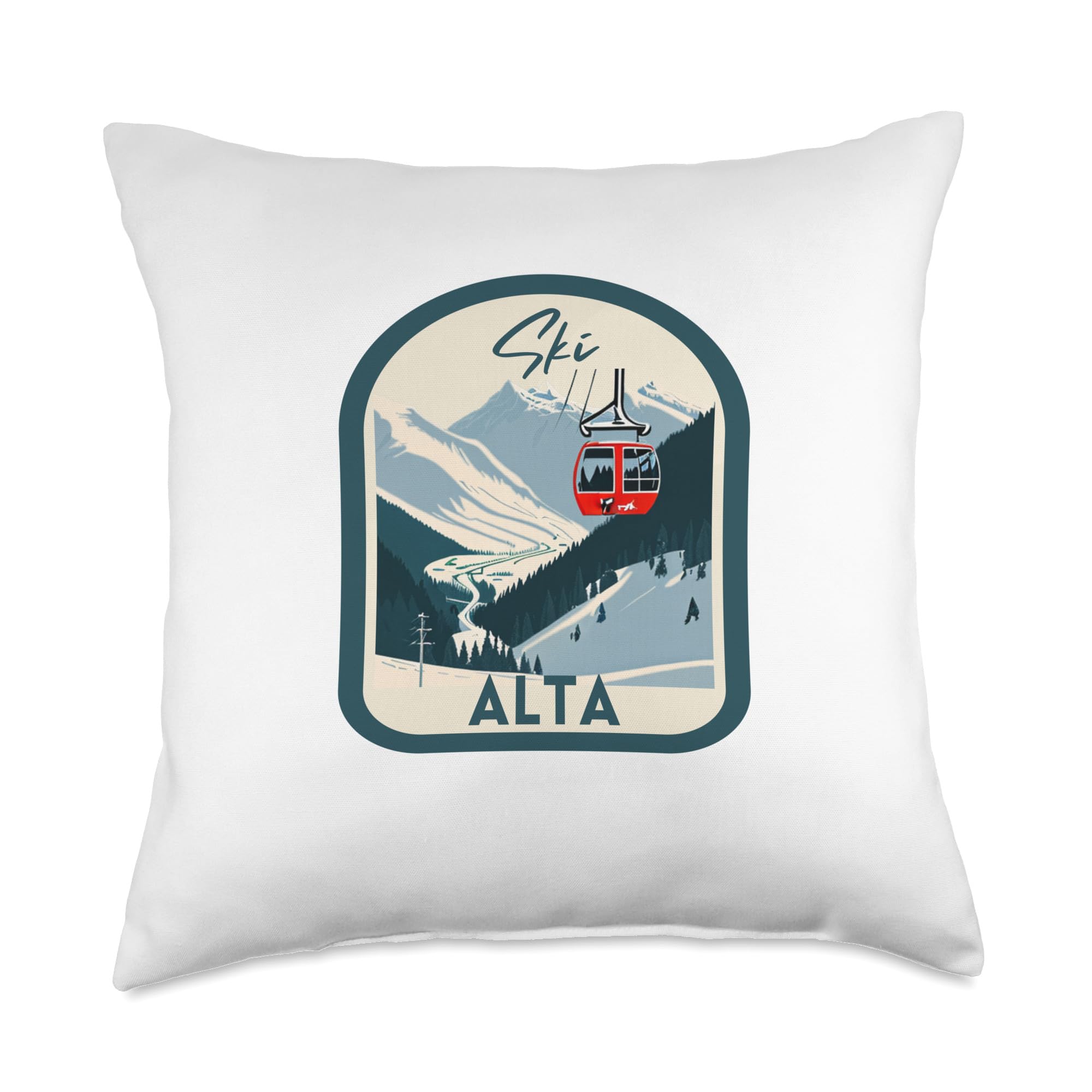 Alta Ski Clothing Accessories Retro Vintage Style Alta Skiing Throw Pillow 18x18 Multicolor