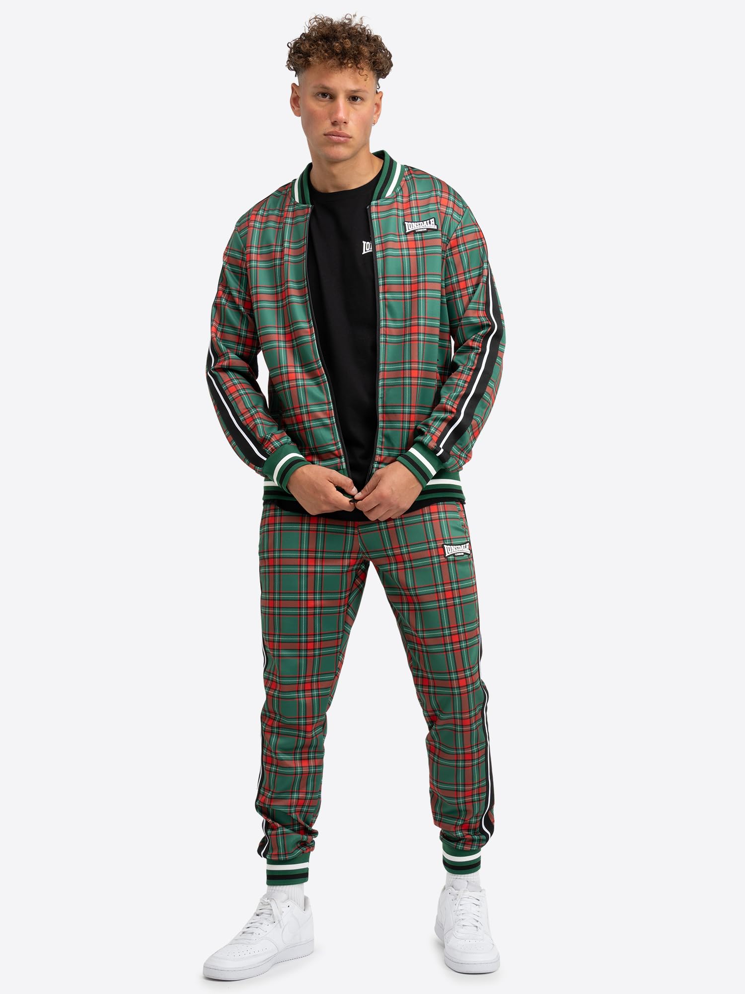Lonsdale Męski dres treningowy wąski krój EDGWARE, zielony/czerwony/czarny/biały, XL, zielony/czerwony/czarny/biały, XL