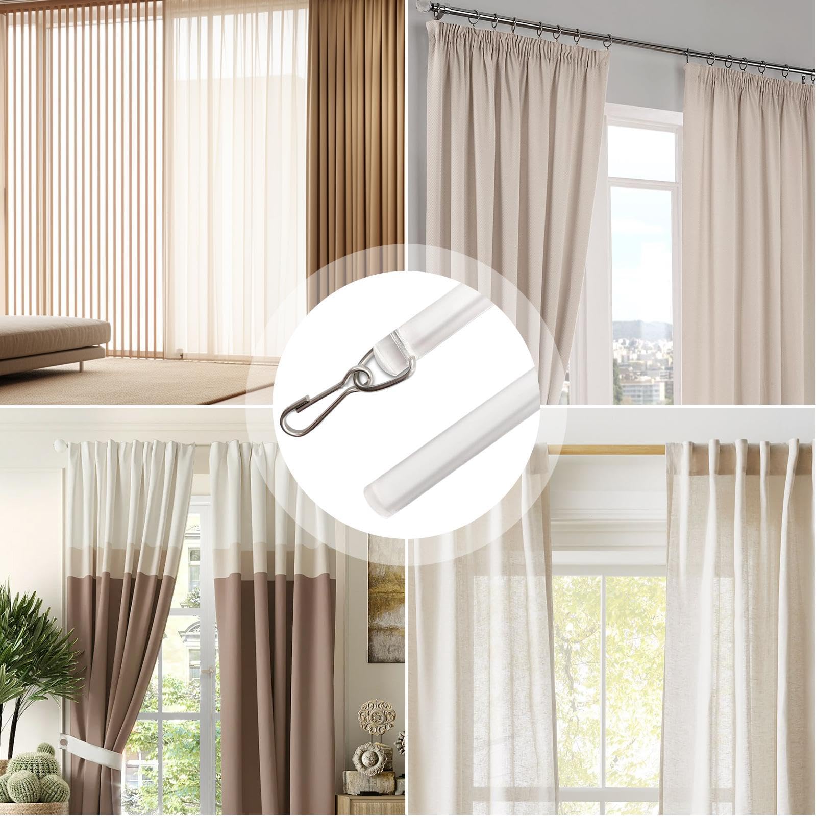 Extractor para cortinas con barra de cortina transparente - Varita de empuje invisible multifuncional para una fácil apertura de la cortina - Cortinas reutilizables