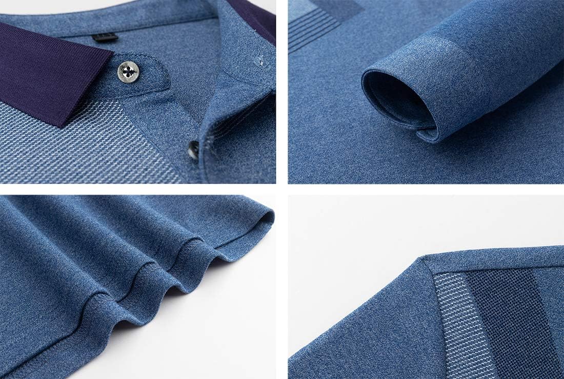 FRTCV Mens Long Sleeve Polo Shirts Slim Fit Cotton T Shirt 8872 Green US XL