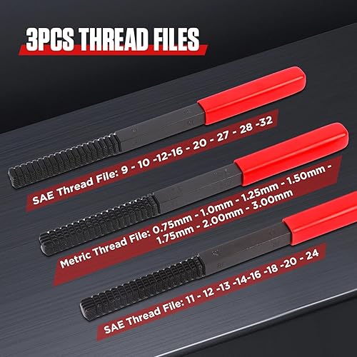 Miniatura 4 de Juego de 49 piezas de buscador de roscas, kit maestro de reenhebrado limpiador de roscas, UNC automotriz UNF y herramienta restauradora de roscas
