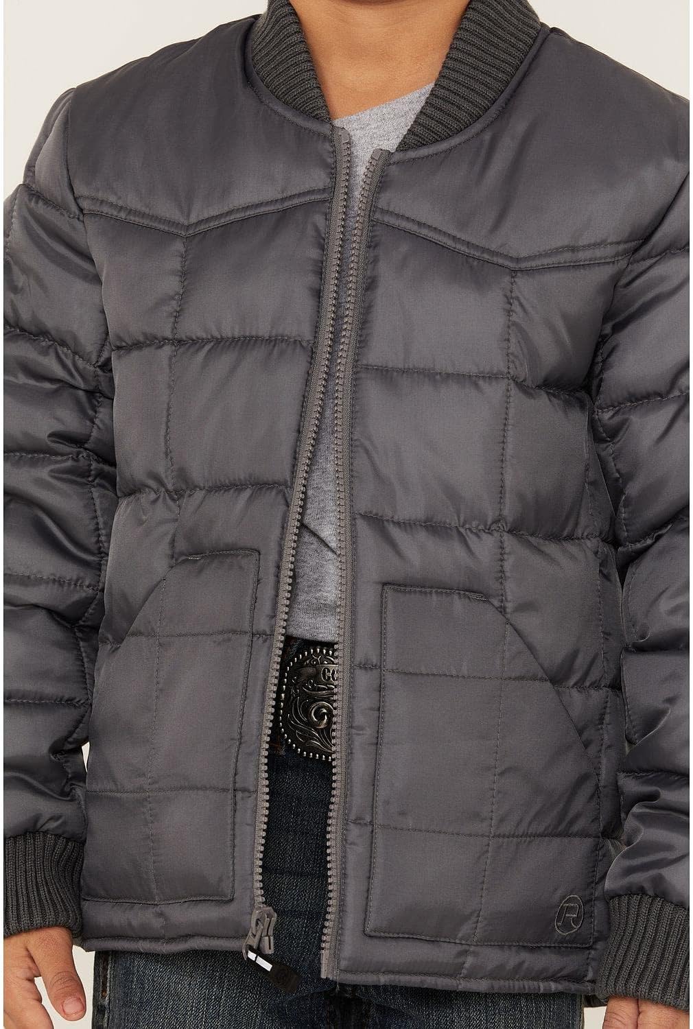 Roper Boys' Grey Rangewear Poly Filled Down Jacket Grey Medium