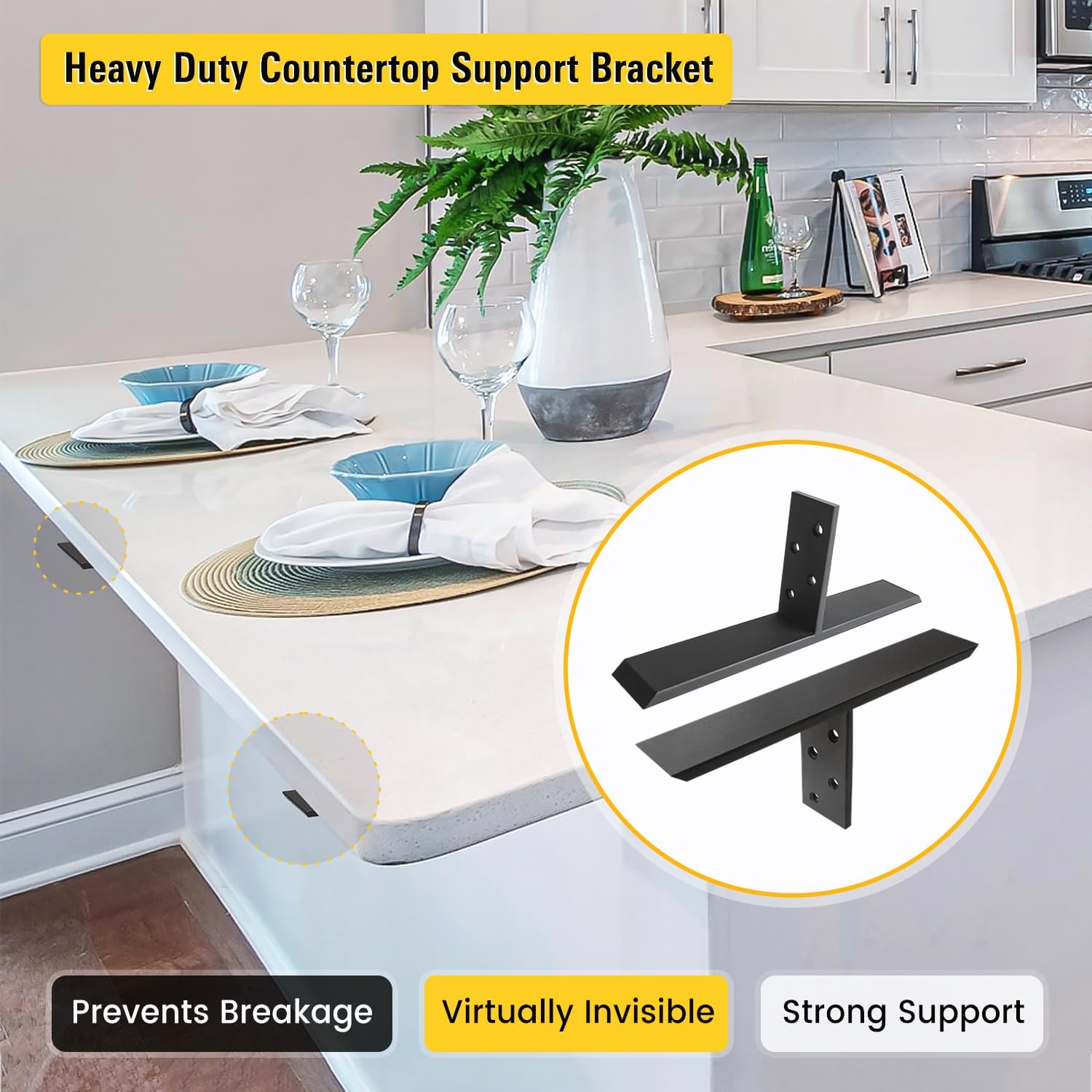 Hidden Countertop Support Bracket 18 Inch 2 Pack Heavy Duty Granite Support Bracket for Kitchen Island Bar Top Countertop