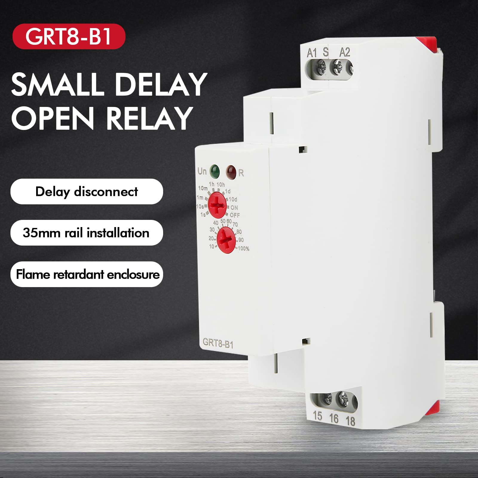 240v Timer GRT8-B1 Delay Off Timer Relay - AC/DC 12-240V With 0.1s-10 ...