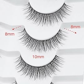 3D Clear Band False EyeLashes Natural Look Cat Eye Wispy Fake lashes Short Supernatural Cross Soft Reusable Lashes 7 Pairs-Happy Heartbeat(No.201)