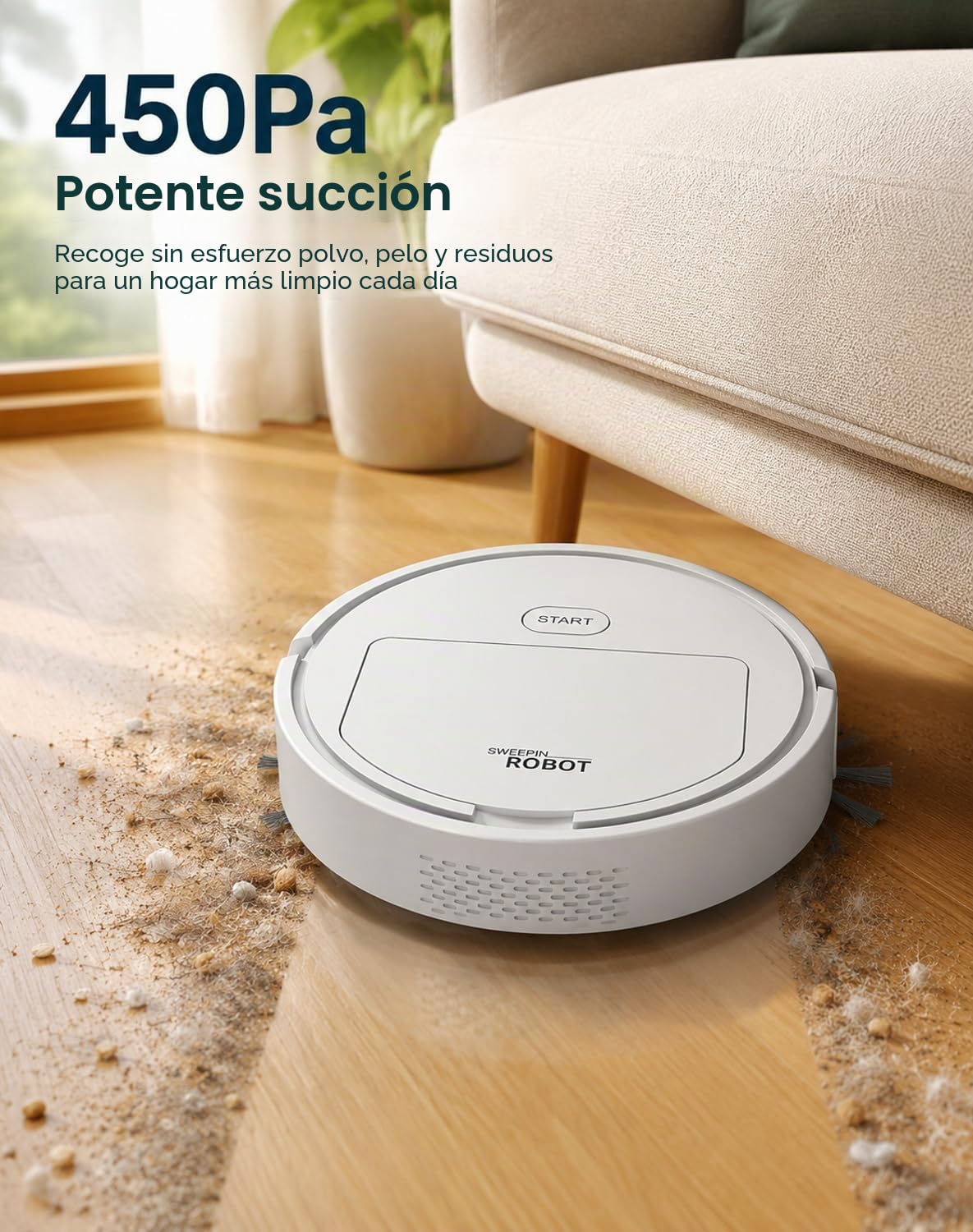 DustaPro Robot Vacuum for Home, Compact Automatic Floor Cleaner with Powerful Suction, Low Noise Operation, Cleans Pet Hair, Dust & Crumbs on Hardwood, Tile and Low-Pile Rugs，Black