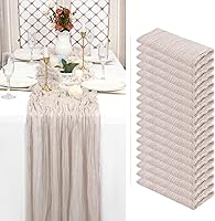 Vista 257 de Showgeous 10 Pack Baby Pink Cheesecloth Table Runner 10FT Long Semi-Sheer Gauze Table Runner Boho or Rustic Wedding Decor for Wedding Decor Arch
