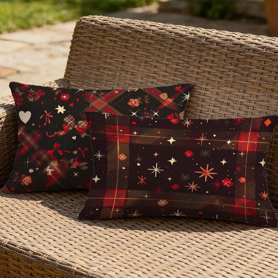Housse de coussin de jardin effet lin noir 40x80 haut de gamme pour terrasse