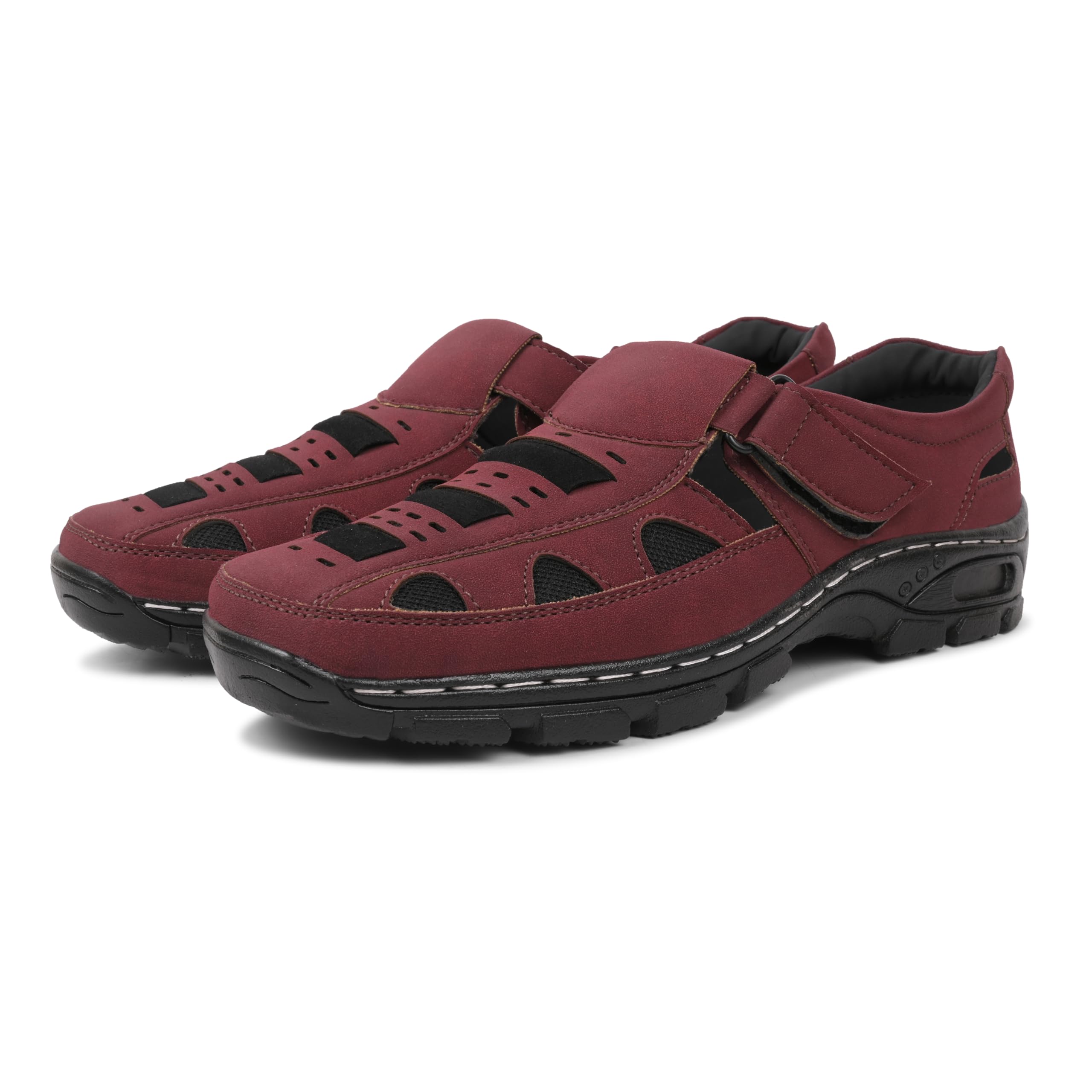 degarro Men’s Maroon Suede Leather Sandals – Lightweight, Durable, and Comfortable Casual Sandals for Everyday Wear, Travel, and Outdoor Adventures-picture-45