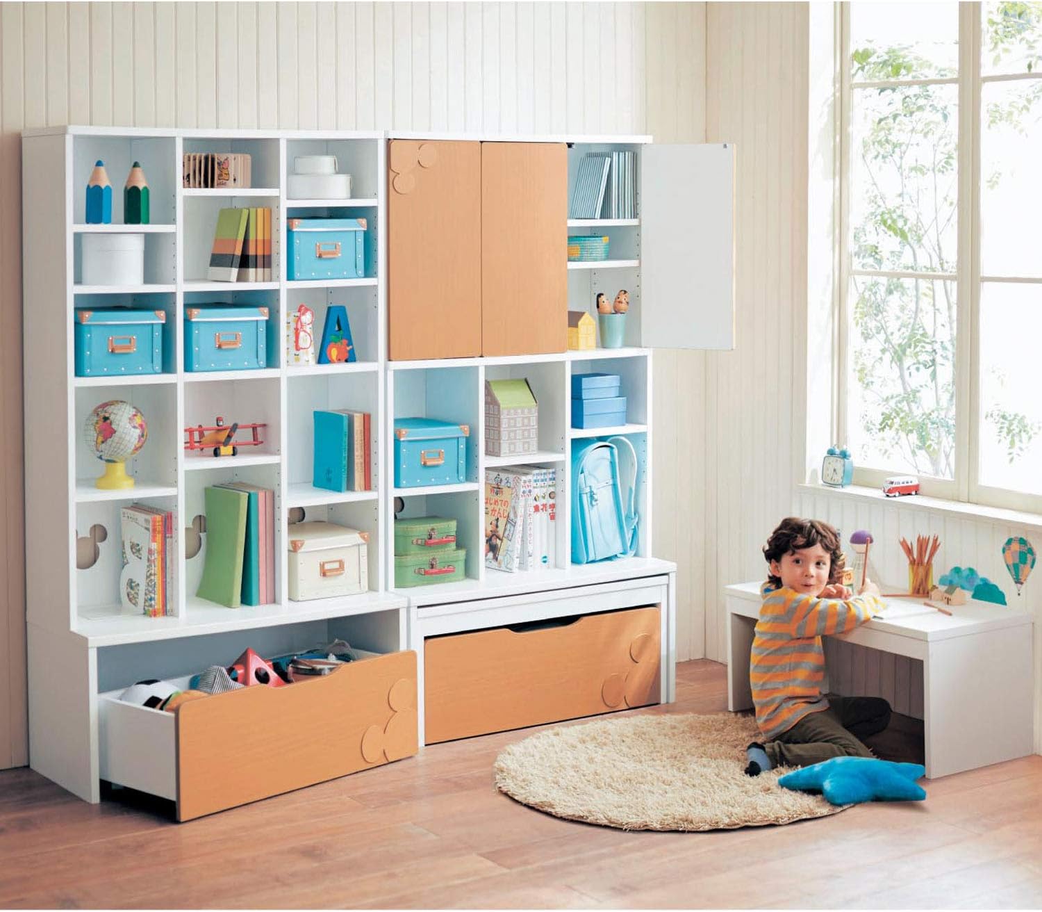 Amazon Co Jp ベルメゾン ディズニー シェルフ デスク付き 子ども用シェルフ ナチュラル ｅ ハイ 扉なし ホーム キッチン