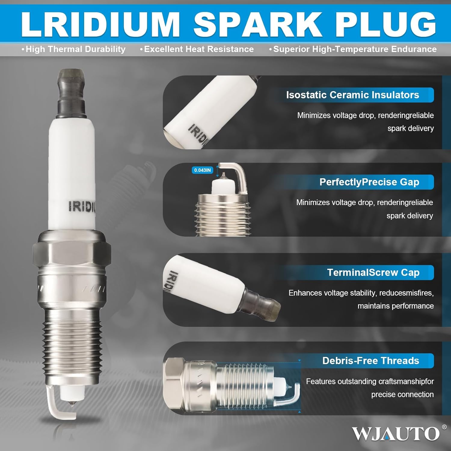 Iridium Spark Plugs 8 Pack, Pre-Gapped Sparkplugs OEM Replacement for GMC Sierra 1500 2500 HD 3500 HD, Yukon, Yukon XL 1500 2500 Isuzu Ascender NPR-HD