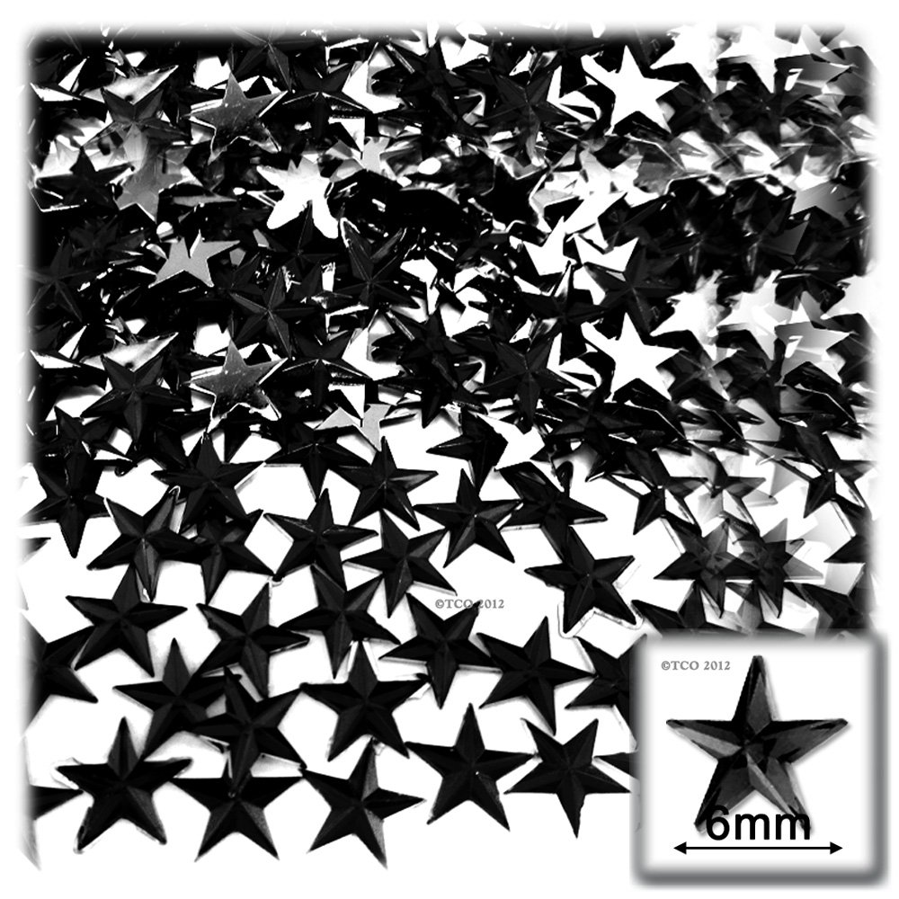 144pc Flatback Acrylic Rhinestones Star 6mm - 30ss Jet Black