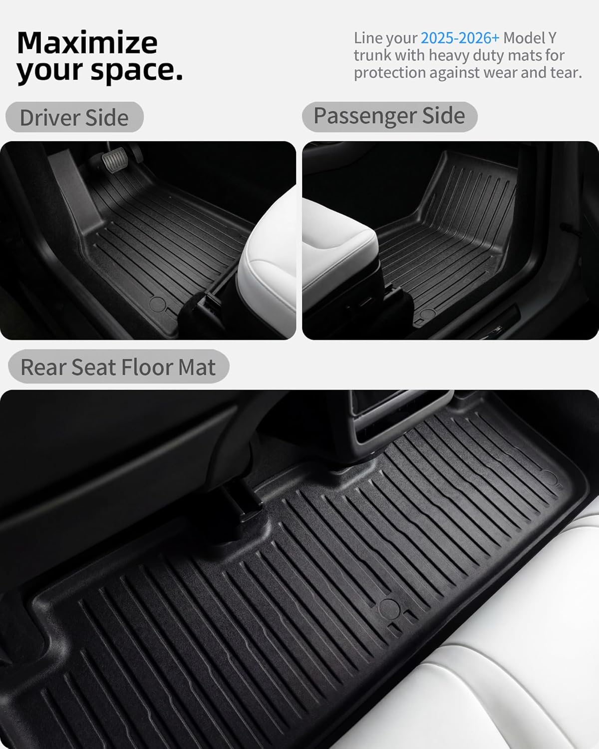 6 Pcs for Tesla Model Y Juniper Accessories 2025 2026 All Weather TPE Anti-Slip Floor Mats & Cargo Liner Front Frunk Rear Trunk Mats,5-Seater