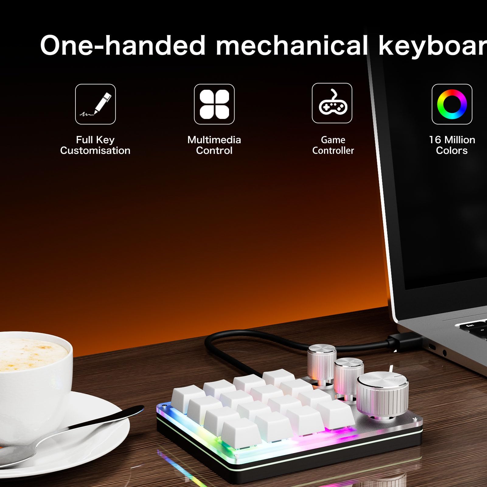 Cocoarm Macro Pad 16 Klawiszowy Programowalny Przewodowy Mechaniczny