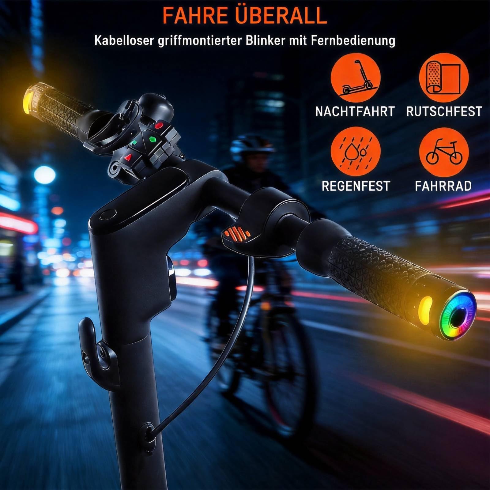 Kabelloses Blinkerset für Elektroroller für Xiaomi M365/Pro 1S/Pro 2/Mi3 für Ninebot Max G30/G30D, RGB-LED-Licht,Sicherheitsreparaturaufgabe mit Fernbedienung für 22-mm-Lenker