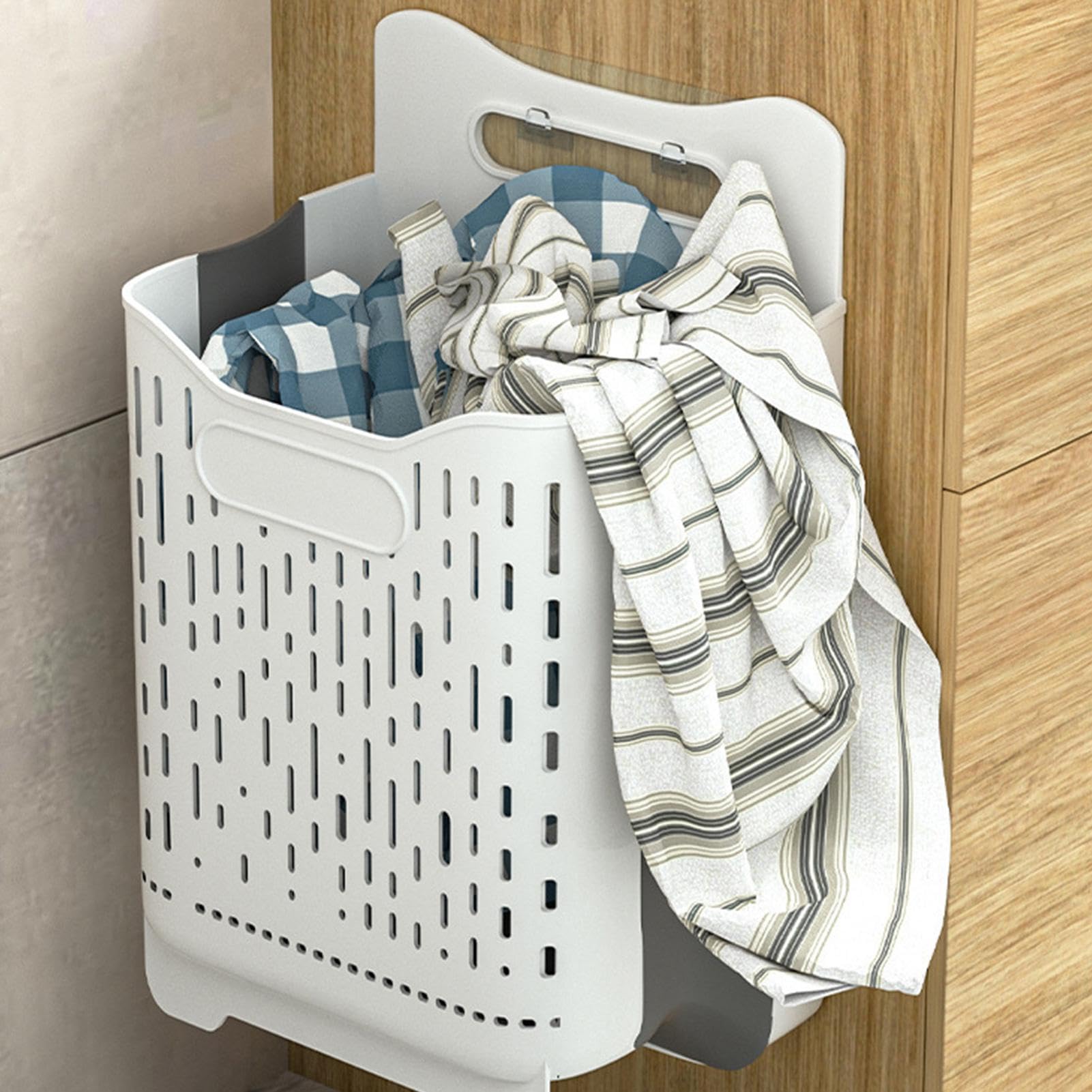 Wäschekorb für die Wand, faltbarer Wäschekorb mit Abtropfgestell, platzsparend, großes Fassungsvermögen, wasserdichter Wäsche-Organizer für Socken,