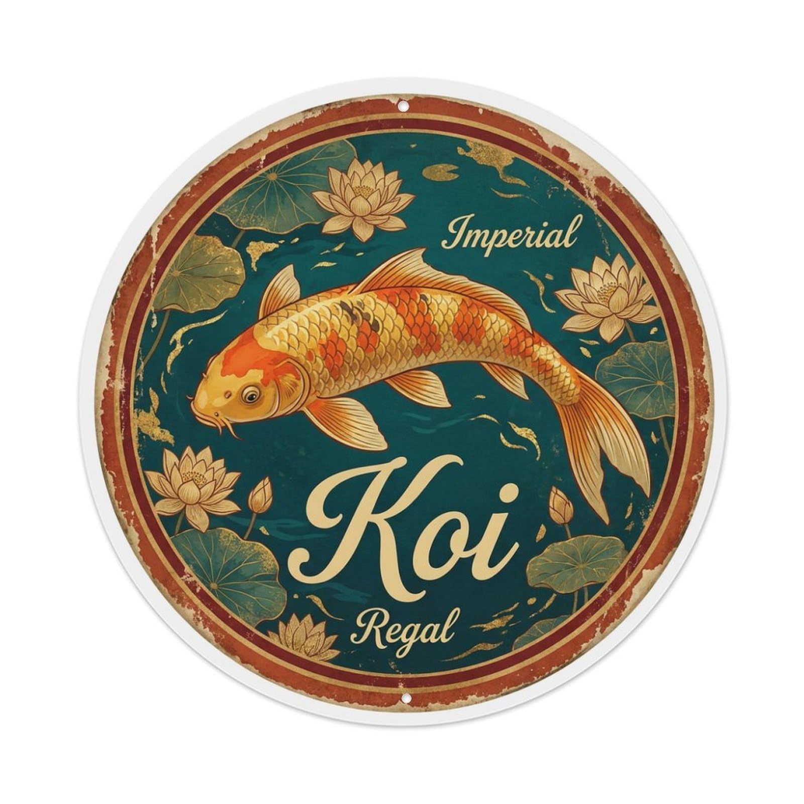 Tgrcjimh Style Metal Tin Sign Koi Fish Imperial Regal Sovereign Majestic Royal Waters