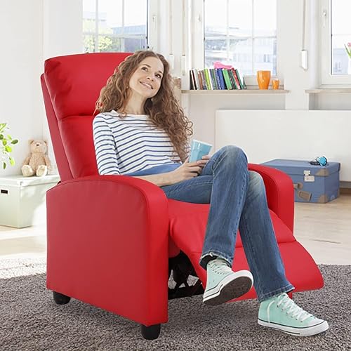 Miniatura 37 de Sillas reclinables para sala de estar, sofá reclinable de masaje para cine en casa con respaldo acolchado de piel sintética, sillón reclinable de