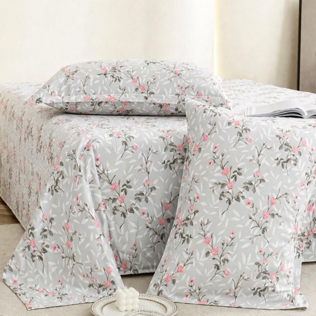 Jaipur Weaves Cotton King Size Bedsheet 108x108 Super King, 100% Pure Cotton Bed Sheet with 2 Pillow Covers, 240 TC Soft B
