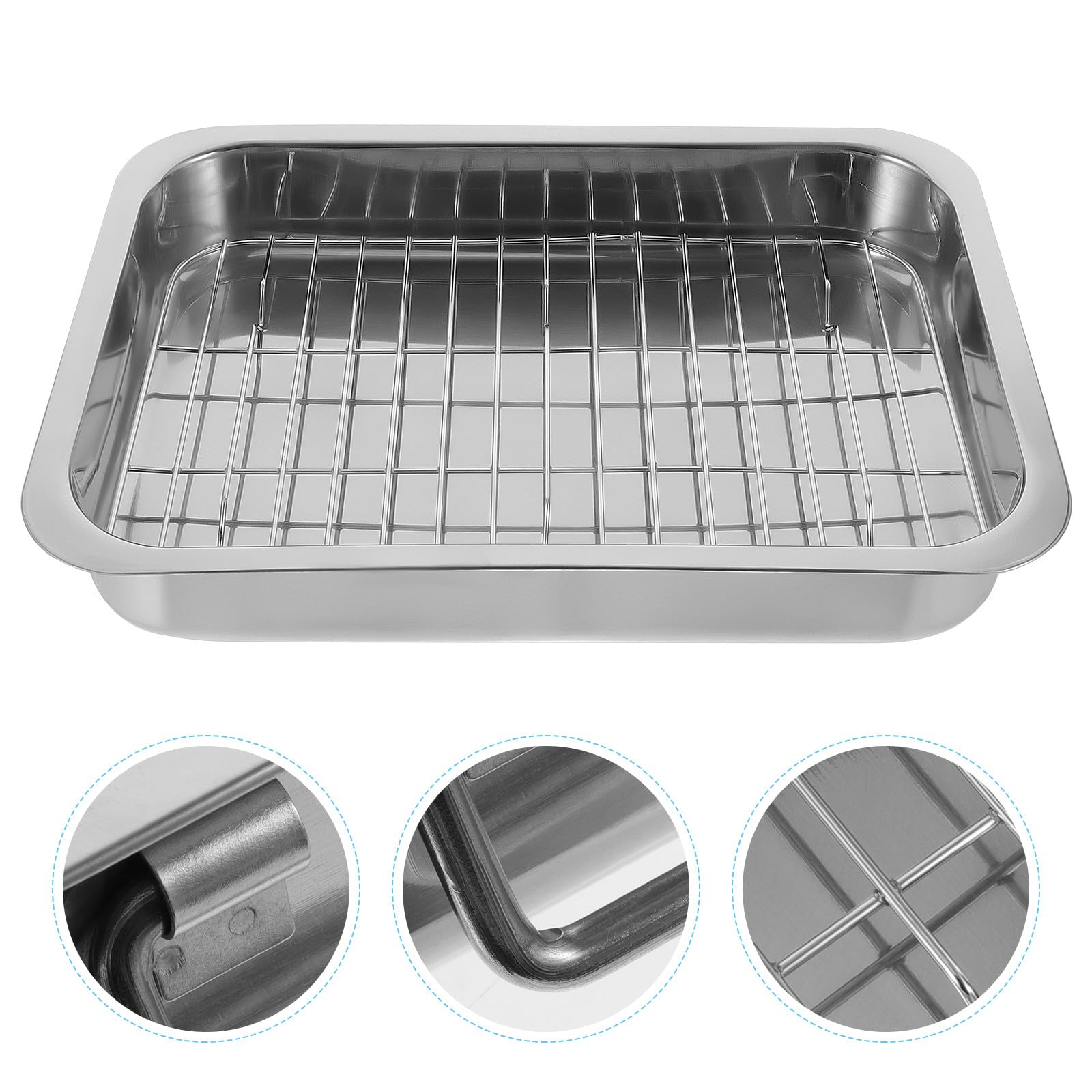 Bandeja para Horno Práctica y Fácil de Limpiar con Rejilla Rectangular de Acero Inoxidable Adecuado para Colección Personal y Fiestas