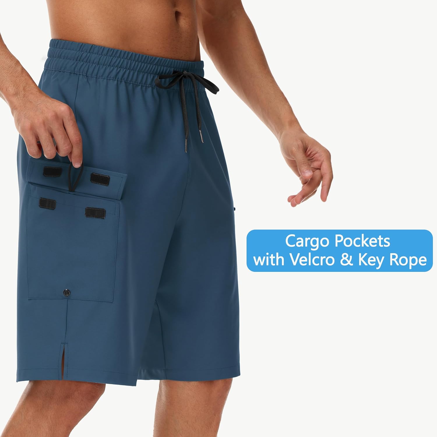 MIVEI Men's 9" Swim Trunks No Liner - Quick Dry Long Board Shorts Bathing Suit Surf Beach Shorts with Zipper Pockets UPF50+